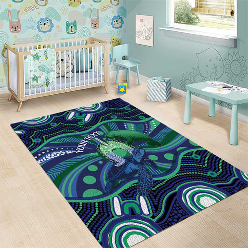 Personalised Torres Strait Islander Flag Day Area Rug Dhari Australia Dugong Turtle Aboriginal Art
