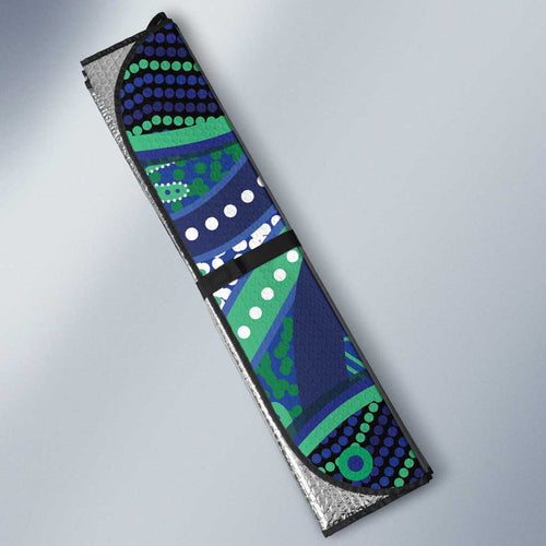 Personalised Torres Strait Islander Flag Day Auto Sun Shade Dhari Australia Dugong Turtle Aboriginal Art