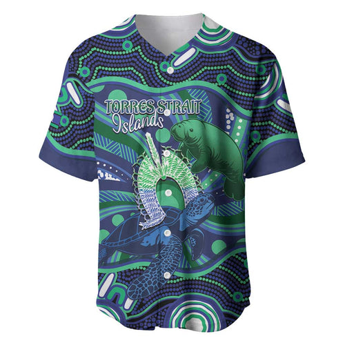 Personalised Torres Strait Islander Flag Day Baseball Jersey Dhari Australia Dugong Turtle Aboriginal Art