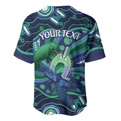 Personalised Torres Strait Islander Flag Day Baseball Jersey Dhari Australia Dugong Turtle Aboriginal Art