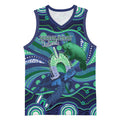 Personalised Torres Strait Islander Flag Day Basketball Jersey Dhari Australia Dugong Turtle Aboriginal Art
