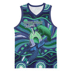 Personalised Torres Strait Islander Flag Day Basketball Jersey Dhari Australia Dugong Turtle Aboriginal Art