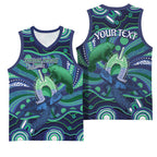 Personalised Torres Strait Islander Flag Day Basketball Jersey Dhari Australia Dugong Turtle Aboriginal Art