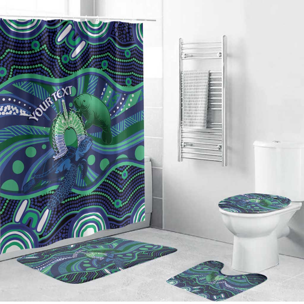 Personalised Torres Strait Islander Flag Day Bathroom Set Dhari Australia Dugong Turtle Aboriginal Art