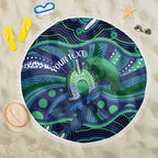 Personalised Torres Strait Islander Flag Day Beach Blanket Dhari Australia Dugong Turtle Aboriginal Art