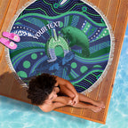 Personalised Torres Strait Islander Flag Day Beach Blanket Dhari Australia Dugong Turtle Aboriginal Art