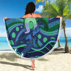 Personalised Torres Strait Islander Flag Day Beach Blanket Dhari Australia Dugong Turtle Aboriginal Art