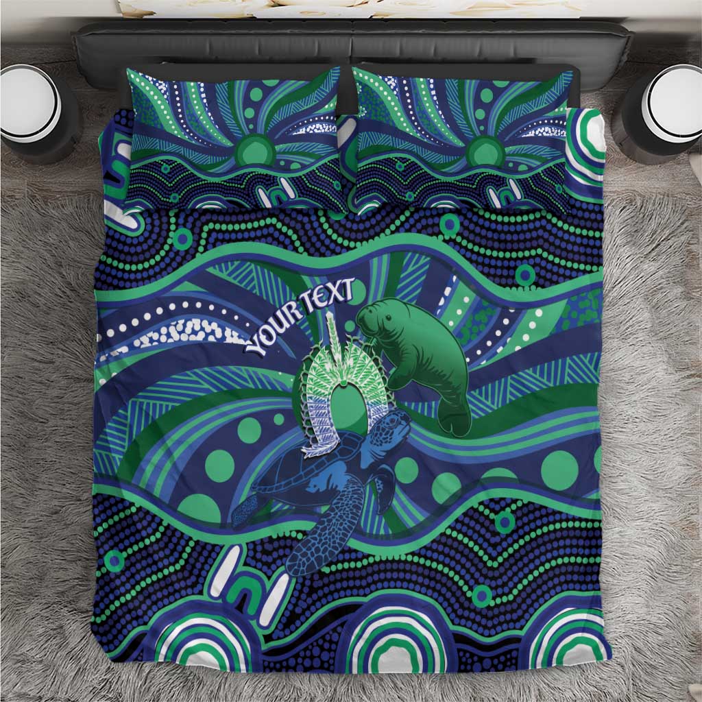 Personalised Torres Strait Islander Flag Day Bedding Set Dhari Australia Dugong Turtle Aboriginal Art