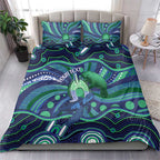 Personalised Torres Strait Islander Flag Day Bedding Set Dhari Australia Dugong Turtle Aboriginal Art