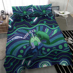 Personalised Torres Strait Islander Flag Day Bedding Set Dhari Australia Dugong Turtle Aboriginal Art