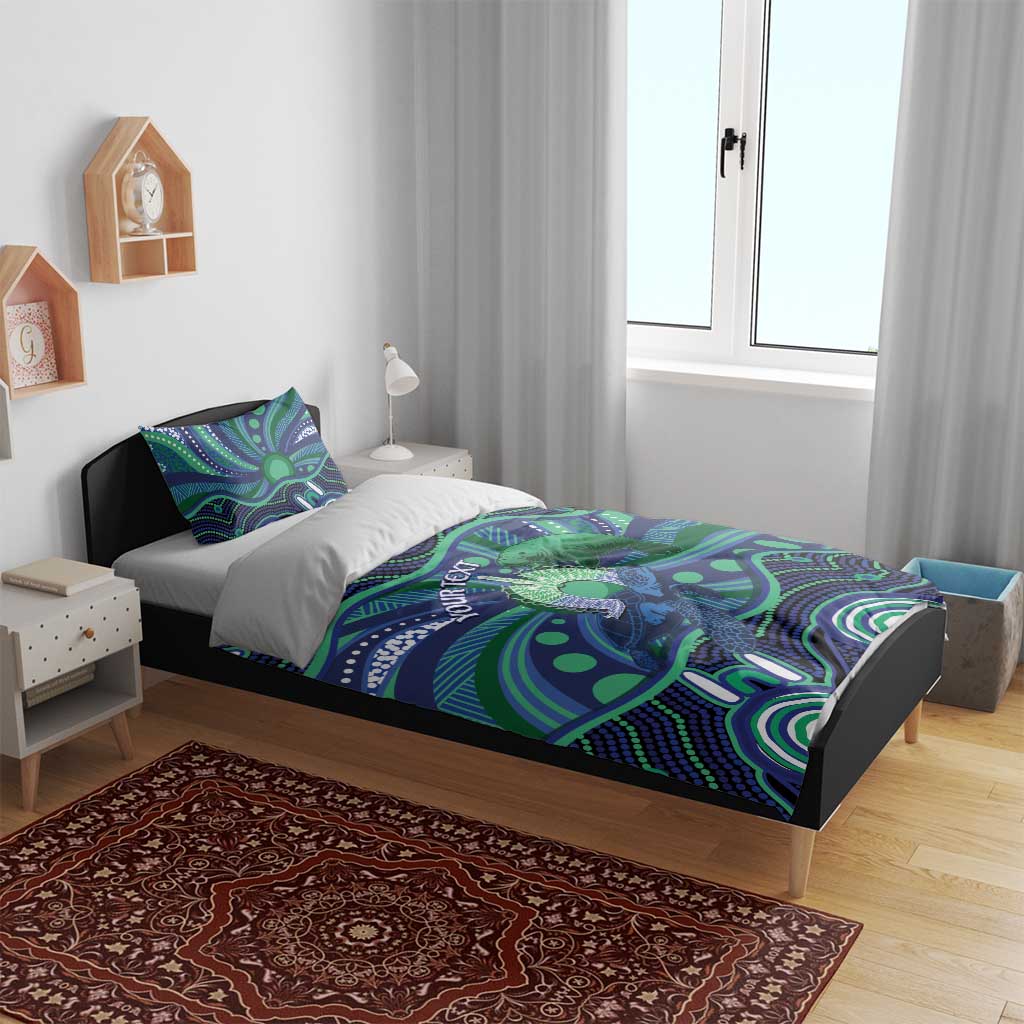 Personalised Torres Strait Islander Flag Day Bedding Set Dhari Australia Dugong Turtle Aboriginal Art