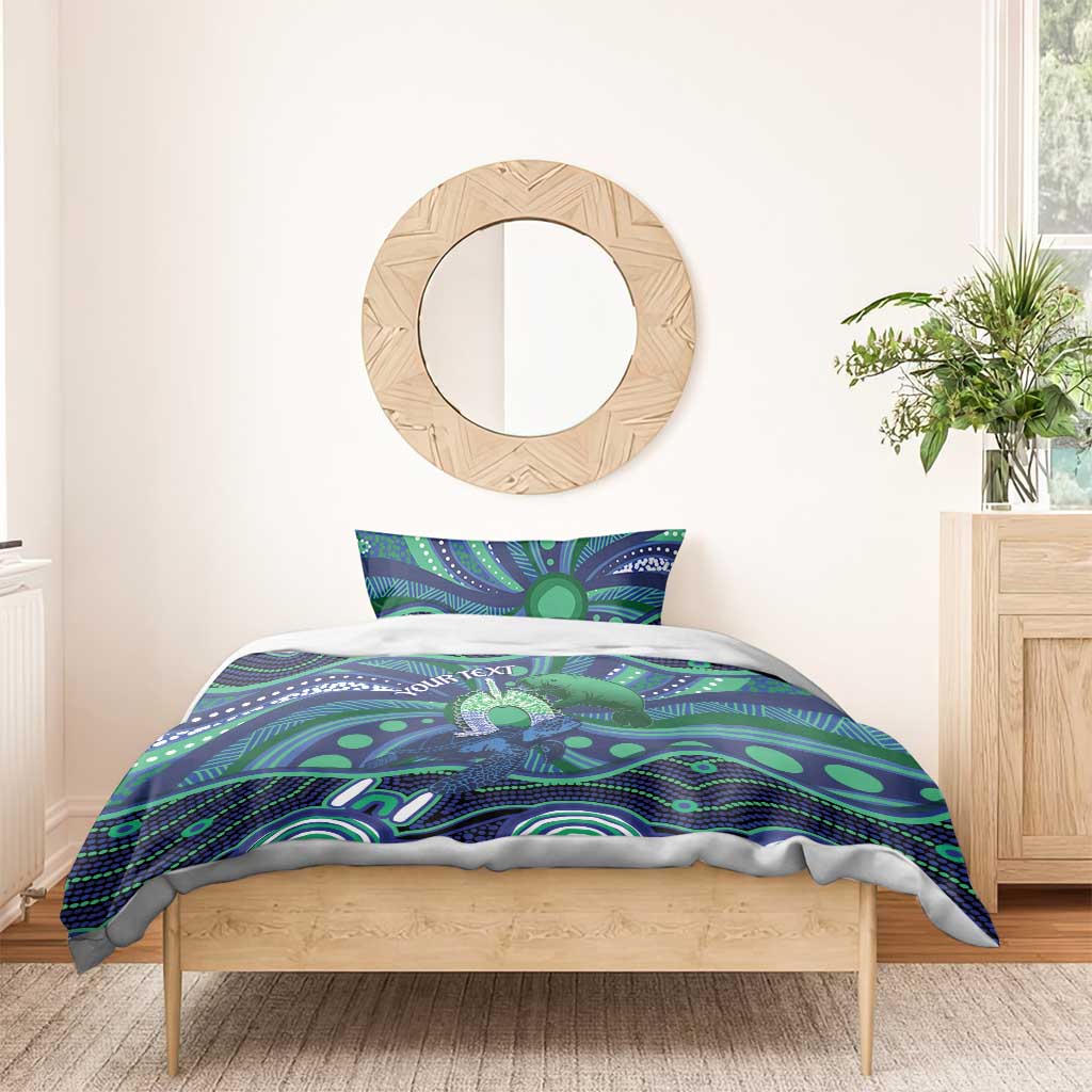 Personalised Torres Strait Islander Flag Day Bedding Set Dhari Australia Dugong Turtle Aboriginal Art