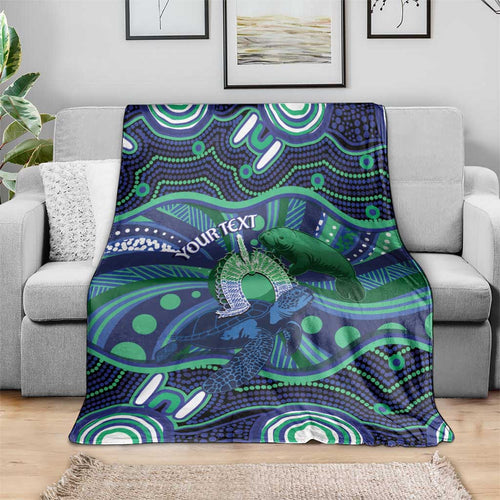 Personalised Torres Strait Islander Flag Day Blanket Dhari Australia Dugong Turtle Aboriginal Art