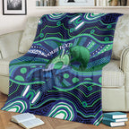 Personalised Torres Strait Islander Flag Day Blanket Dhari Australia Dugong Turtle Aboriginal Art