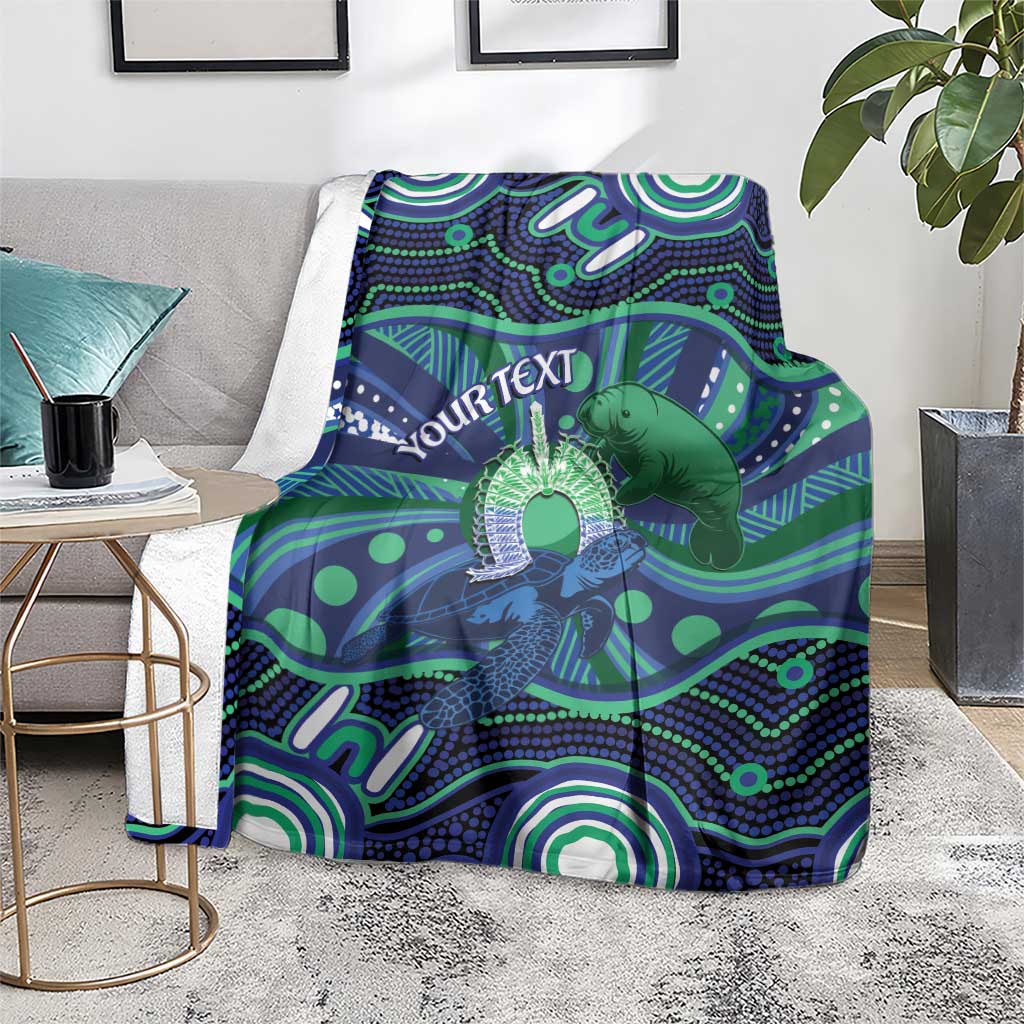 Personalised Torres Strait Islander Flag Day Blanket Dhari Australia Dugong Turtle Aboriginal Art