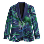 Personalised Torres Strait Islander Flag Day Blazer Dhari Australia Dugong Turtle Aboriginal Art
