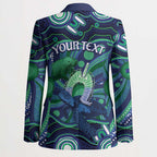 Personalised Torres Strait Islander Flag Day Blazer Dhari Australia Dugong Turtle Aboriginal Art