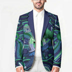 Personalised Torres Strait Islander Flag Day Blazer Dhari Australia Dugong Turtle Aboriginal Art