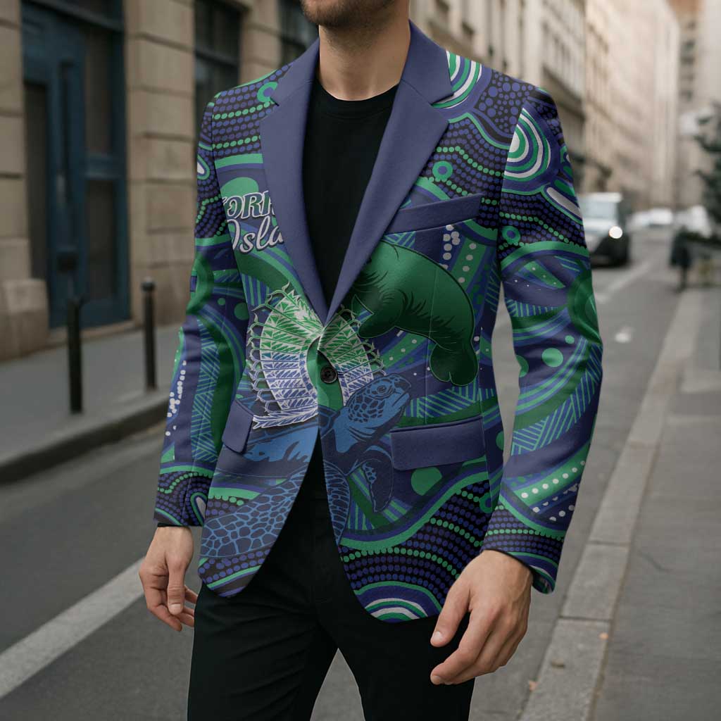 Personalised Torres Strait Islander Flag Day Blazer Dhari Australia Dugong Turtle Aboriginal Art