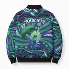 Personalised Torres Strait Islander Flag Day Bomber Puffer Jacket Dhari Australia Dugong Turtle Aboriginal Art