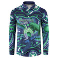 Personalised Torres Strait Islander Flag Day Button Sweatshirt Dhari Australia Dugong Turtle Aboriginal Art