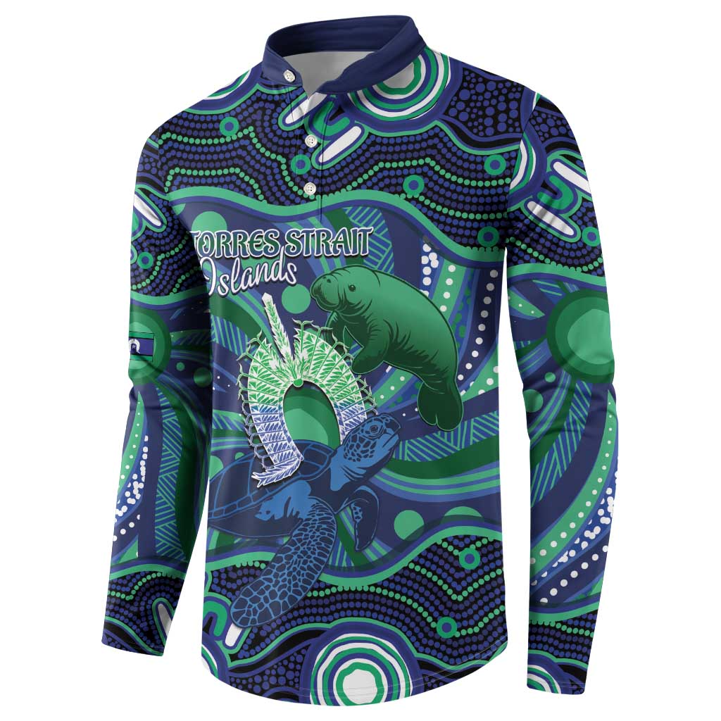Personalised Torres Strait Islander Flag Day Button Sweatshirt Dhari Australia Dugong Turtle Aboriginal Art