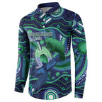 Personalised Torres Strait Islander Flag Day Button Sweatshirt Dhari Australia Dugong Turtle Aboriginal Art