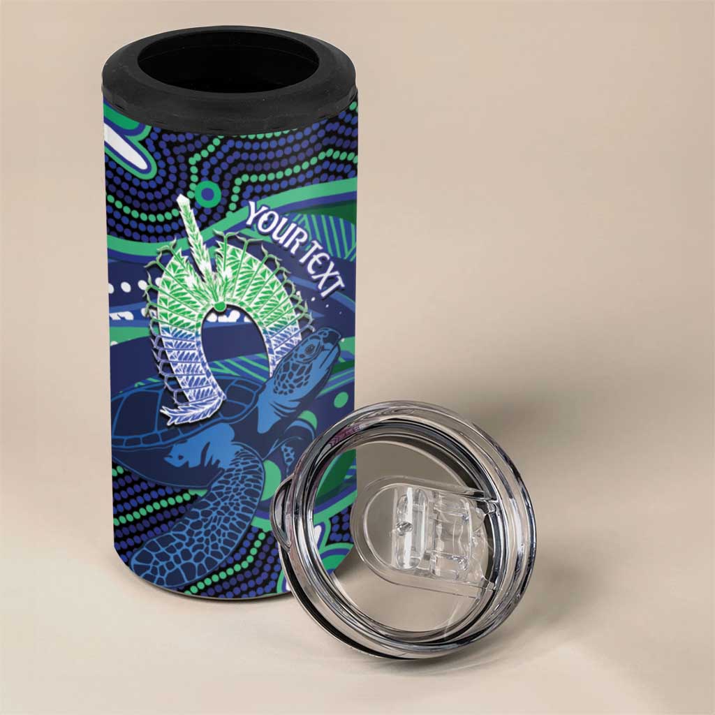 Personalised Torres Strait Islander Flag Day 4 in 1 Can Cooler Tumbler Dhari Australia Dugong Turtle Aboriginal Art