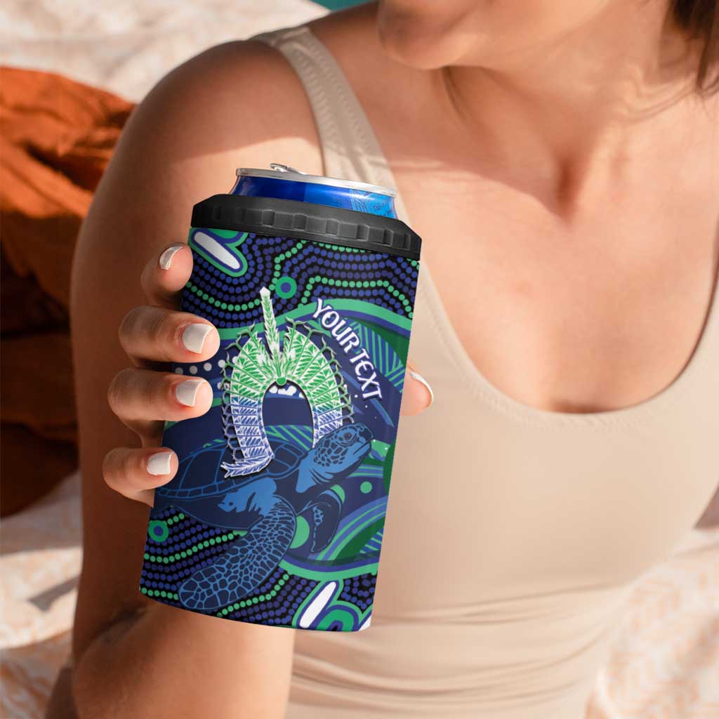 Personalised Torres Strait Islander Flag Day 4 in 1 Can Cooler Tumbler Dhari Australia Dugong Turtle Aboriginal Art