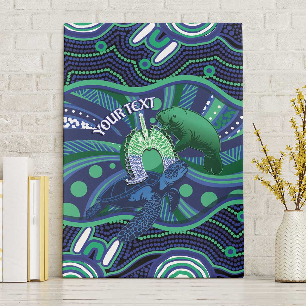 Personalised Torres Strait Islander Flag Day Canvas Wall Art Dhari Australia Dugong Turtle Aboriginal Art