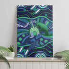 Personalised Torres Strait Islander Flag Day Canvas Wall Art Dhari Australia Dugong Turtle Aboriginal Art