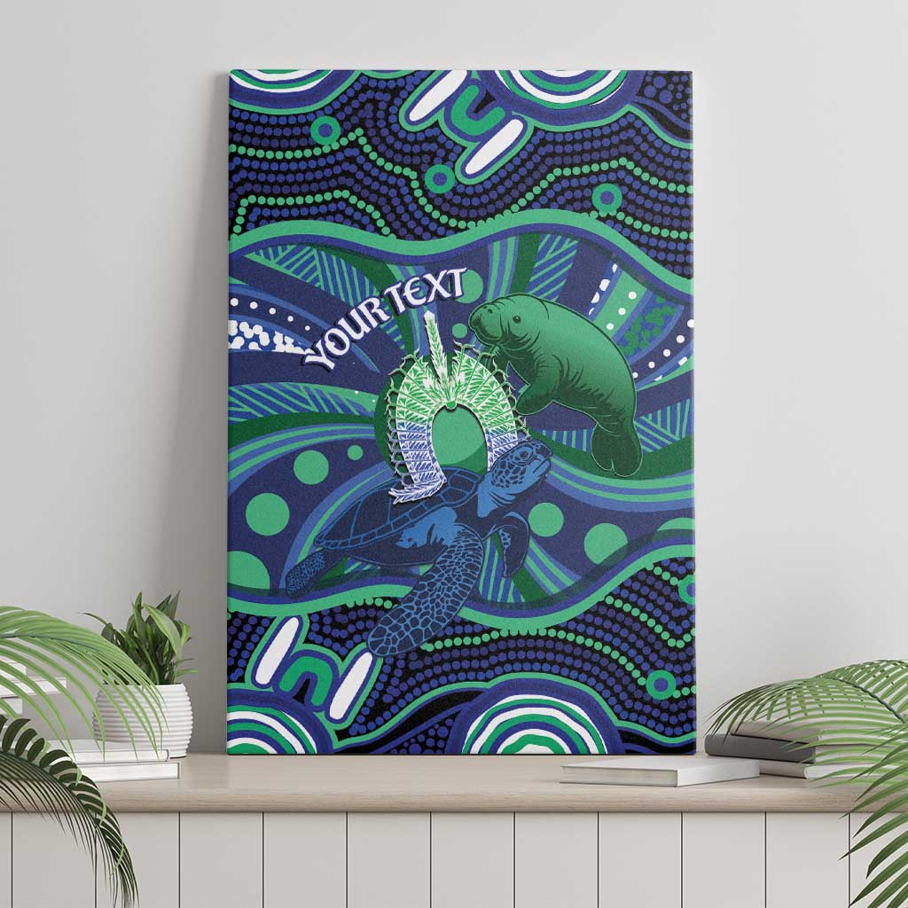 Personalised Torres Strait Islander Flag Day Canvas Wall Art Dhari Australia Dugong Turtle Aboriginal Art
