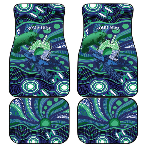 Personalised Torres Strait Islander Flag Day Car Mats Dhari Australia Dugong Turtle Aboriginal Art