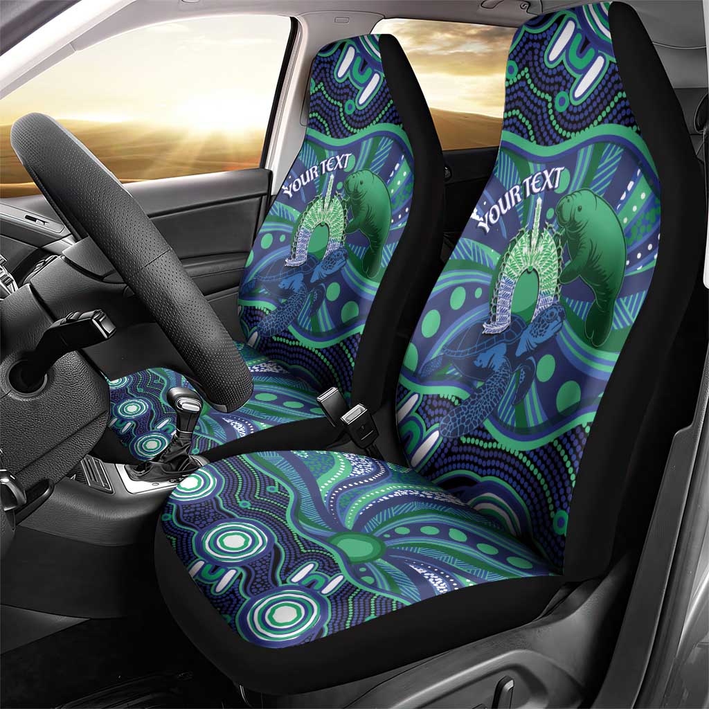 Personalised Torres Strait Islander Flag Day Car Seat Cover Dhari Australia Dugong Turtle Aboriginal Art