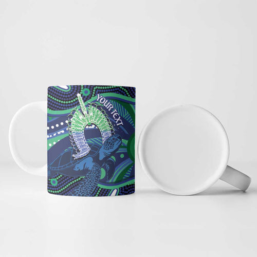 Personalised Torres Strait Islander Flag Day Ceramic Mug Dhari Australia Dugong Turtle Aboriginal Art