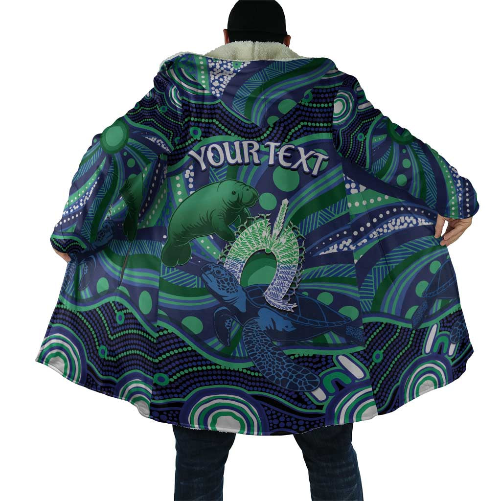 Personalised Torres Strait Islander Flag Day Cloak Dhari Australia Dugong Turtle Aboriginal Art