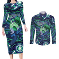 Personalised Torres Strait Islander Flag Day Couples Matching Long Sleeve Bodycon Dress and Long Sleeve Button Shirt Dhari Australia Dugong Turtle Aboriginal Art