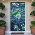 Personalised Torres Strait Islander Flag Day Door Cover Dhari Australia Dugong Turtle Aboriginal Art