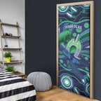 Personalised Torres Strait Islander Flag Day Door Cover Dhari Australia Dugong Turtle Aboriginal Art