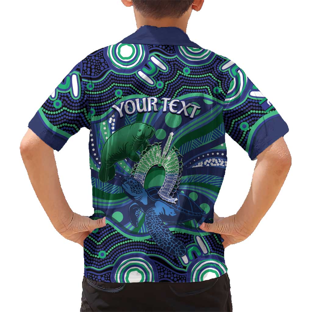 Personalised Torres Strait Islander Flag Day Family Matching Mermaid Dress and Hawaiian Shirt Dhari Australia Dugong Turtle Aboriginal Art