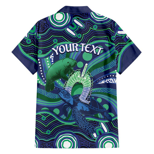 Personalised Torres Strait Islander Flag Day Family Matching Off Shoulder Maxi Dress and Hawaiian Shirt Dhari Australia Dugong Turtle Aboriginal Art