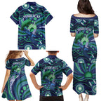Personalised Torres Strait Islander Flag Day Family Matching Puletasi and Hawaiian Shirt Dhari Australia Dugong Turtle Aboriginal Art