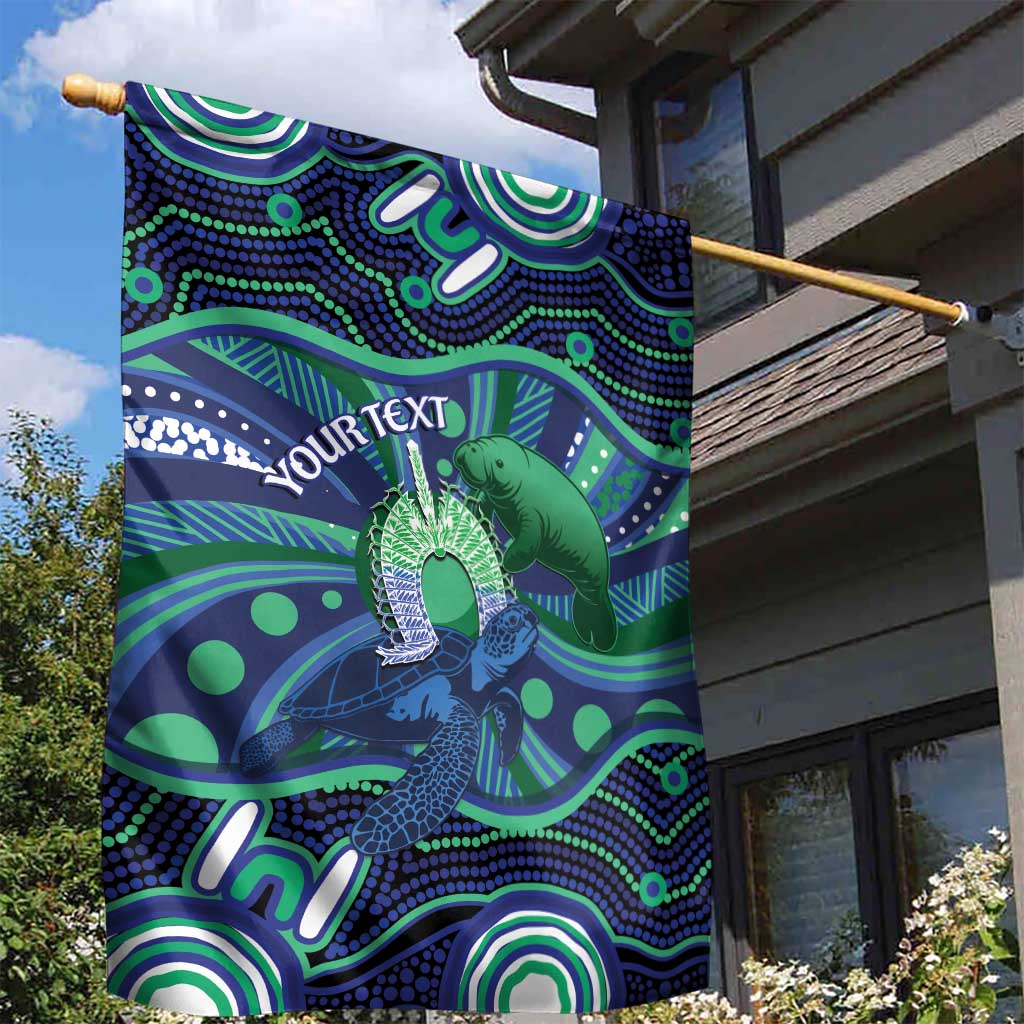 Personalised Torres Strait Islander Flag Day Garden Flag Dhari Australia Dugong Turtle Aboriginal Art