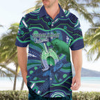 Personalised Torres Strait Islander Flag Day Hawaiian Shirt Dhari Australia Dugong Turtle Aboriginal Art