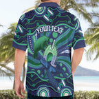 Personalised Torres Strait Islander Flag Day Hawaiian Shirt Dhari Australia Dugong Turtle Aboriginal Art