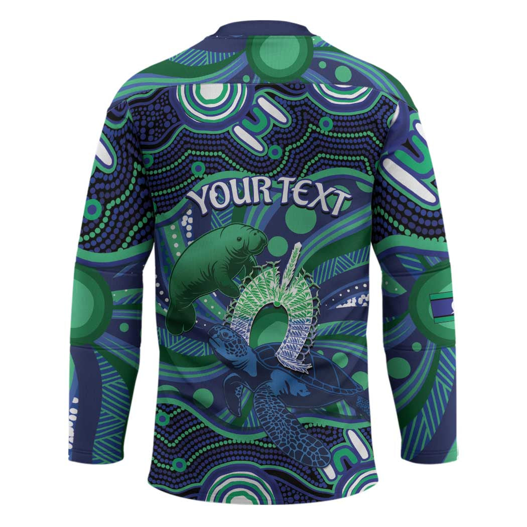 Personalised Torres Strait Islander Flag Day Hockey Jersey Dhari Australia Dugong Turtle Aboriginal Art