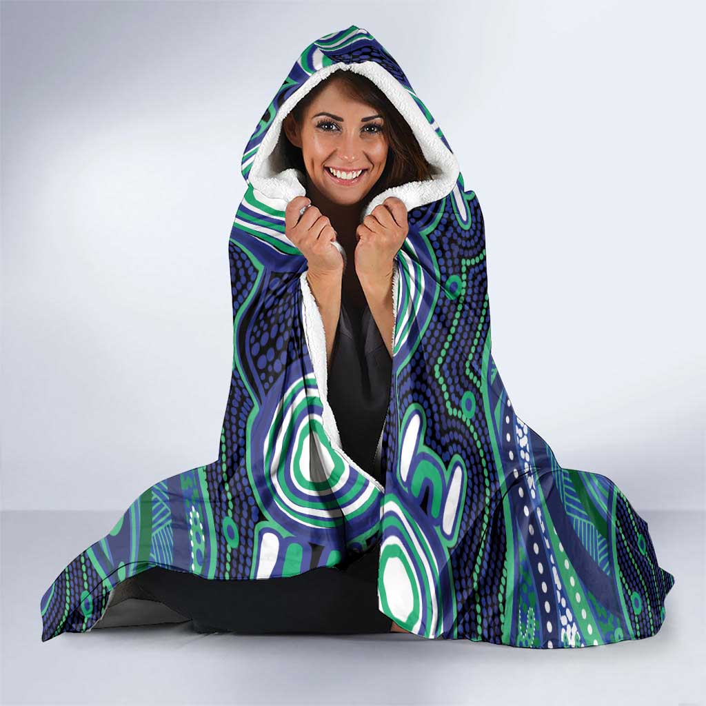 Personalised Torres Strait Islander Flag Day Hooded Blanket Dhari Australia Dugong Turtle Aboriginal Art