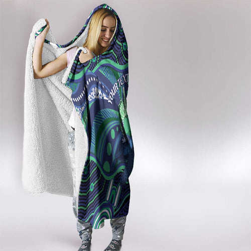 Personalised Torres Strait Islander Flag Day Hooded Blanket Dhari Australia Dugong Turtle Aboriginal Art