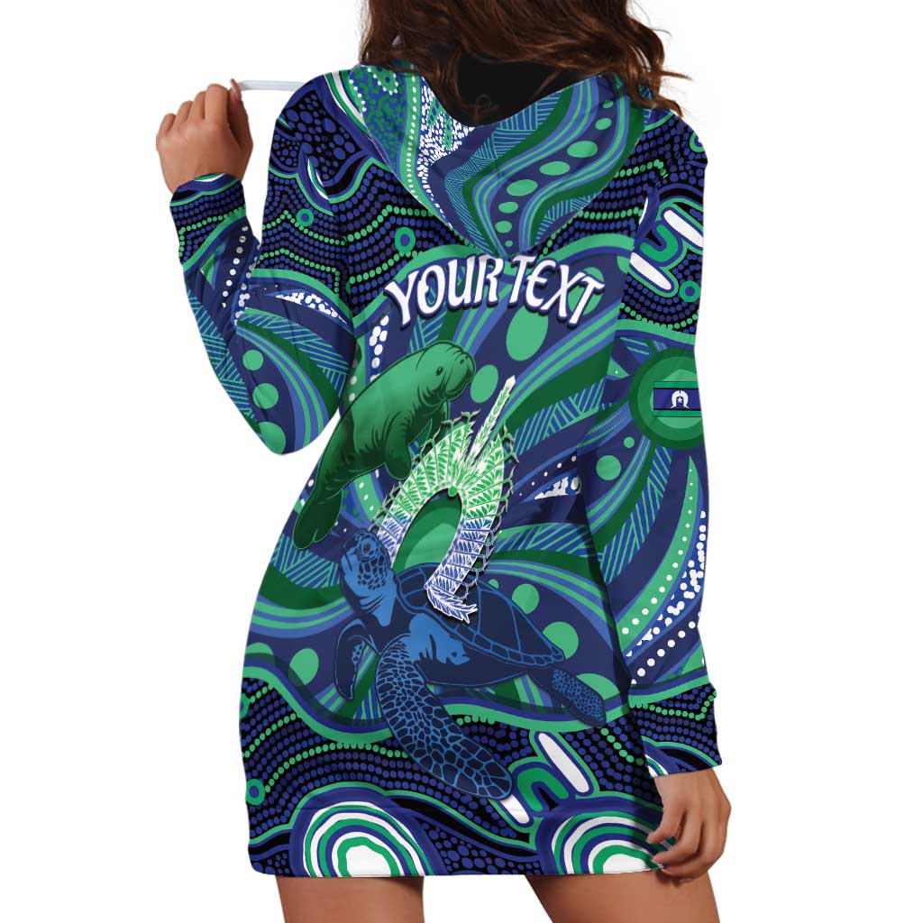 Personalised Torres Strait Islander Flag Day Hoodie Dress Dhari Australia Dugong Turtle Aboriginal Art