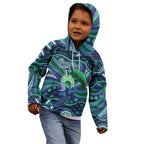 Personalised Torres Strait Islander Flag Day Kid Hoodie Dhari Australia Dugong Turtle Aboriginal Art